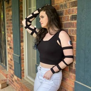 Nasty Gal Cut Out Cage Top in Black